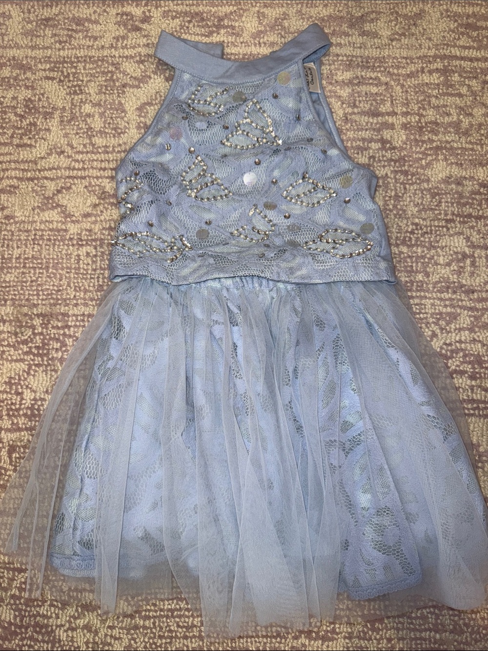 Light Blue Beaded Tulle Halter top and skirt ohh! La La couture worn once